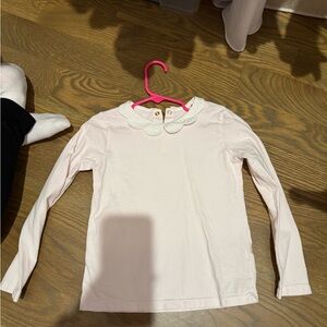 Jacadi Light Pink Long-Sleeve Top with Scalloped White Collar